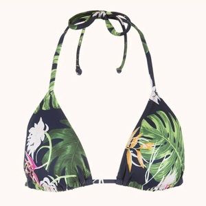 NWT Lively Triangle Poolside Print String Bikini Top Small Navy